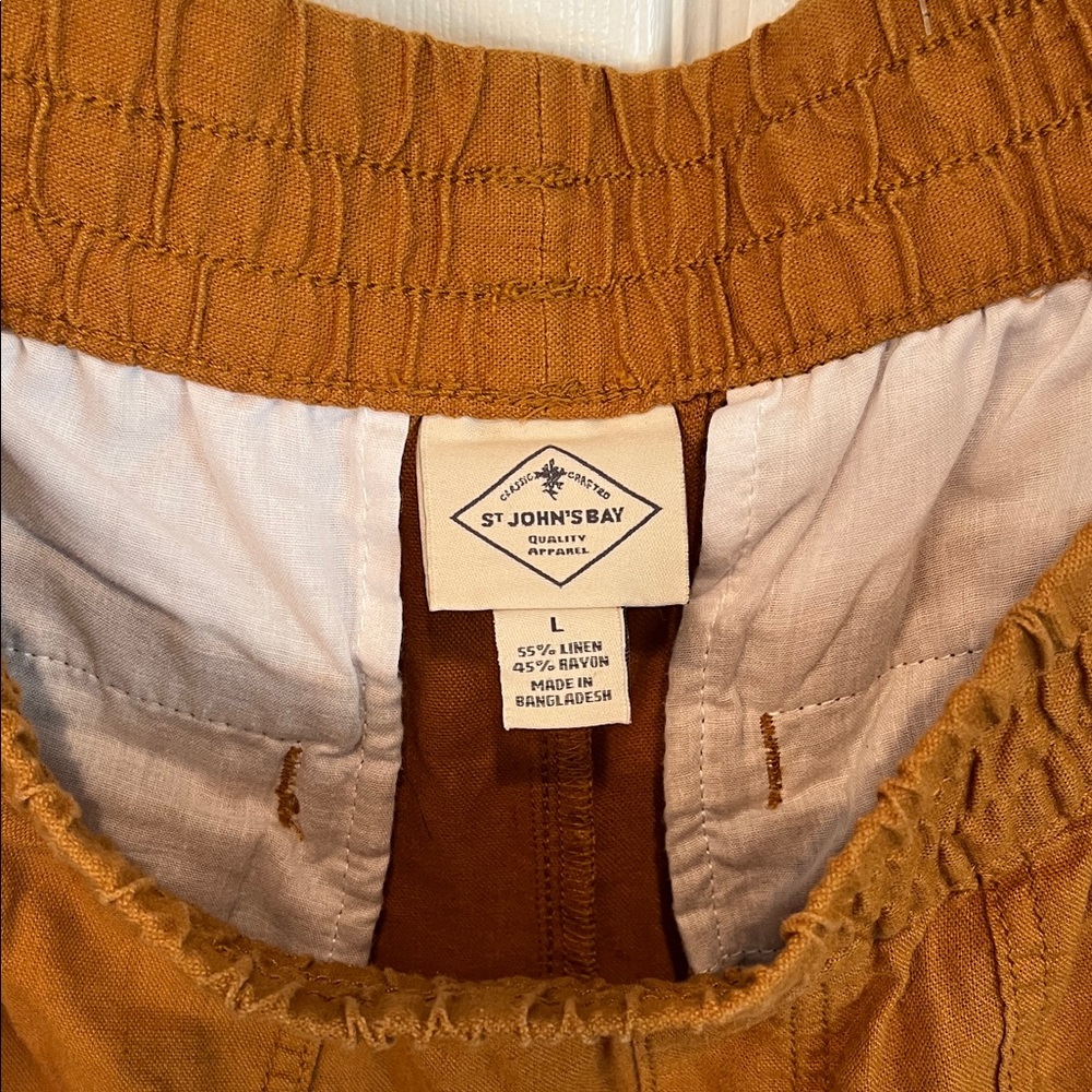 Rust Orange Wide-Leg Linen Pants - Picture 2 of 4